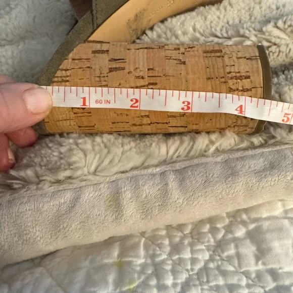 Casadei Olive Suede Cork Heel Platform Sandal. Size 36 (6) - Picture 4 of 7